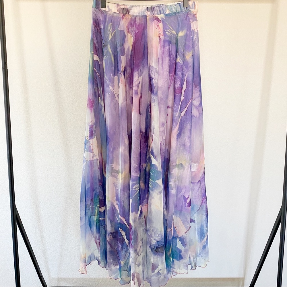 Chicwish Dancing Watercolor Floral Maxi Skirt